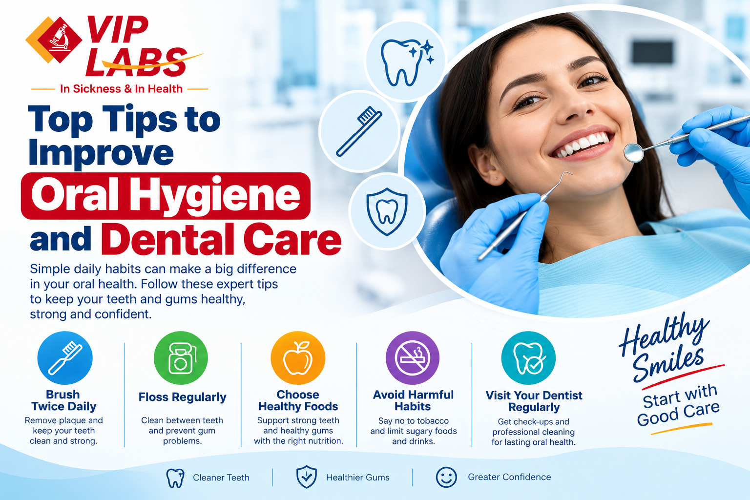 Top tips to improve oral hygiene and dental care: 